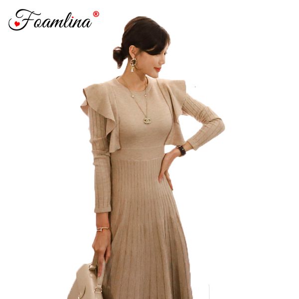 foamlina elegant ruffles long sleeve sweater dress women casual autumn winter dress o neck slim midi calf knit pleated, Black;gray
foamlina elegant ruffles long sleeve sweater dress women casual autumn winter dress o neck slim midi calf knit pleated, Black;gray