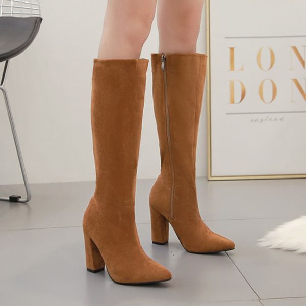 women mid-calf boots winter slim leg long cylinder motorcycle botas flock bottes zipper thick high heels chaussures femme, Black
women mid-calf boots winter slim leg long cylinder motorcycle botas flock bottes zipper thick high heels chaussures femme, Black