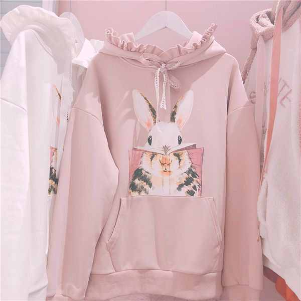 cute rabbit women bunny sweatshirt korean lovely graphic pink hoodie japanese casual kawaii lolita long sleeve ruffle pullover, Black
cute rabbit women bunny sweatshirt korean lovely graphic pink hoodie japanese casual kawaii lolita long sleeve ruffle pullover, Black