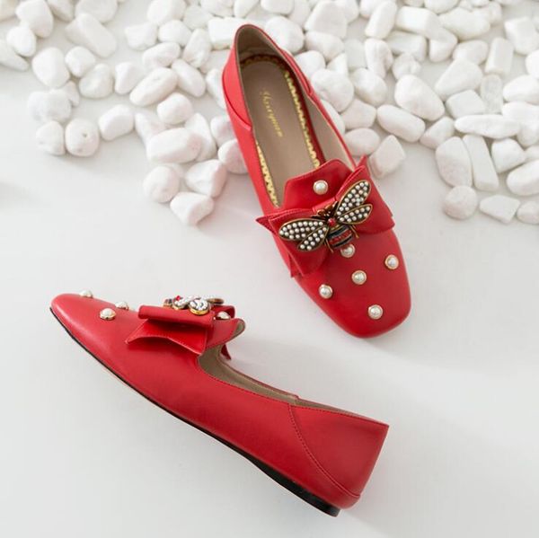 2019 european and american bee designer ladies shoes fashion bow pearl flat shoes genuine leather shallow mouth women's shoes, Black
2019 european and american bee designer ladies shoes fashion bow pearl flat shoes genuine leather shallow mouth women's shoes, Black