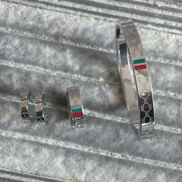316l stainless steel green red brand jewelry sets love rings earrings bangles pulseiras bracelets women/men christmsa gift, Silver
316l stainless steel green red brand jewelry sets love rings earrings bangles pulseiras bracelets women/men christmsa gift, Silver