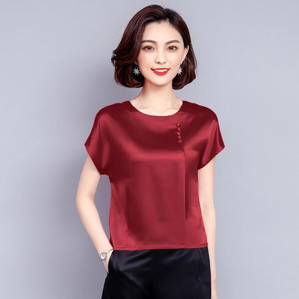 2019 summer new women silk blouse elegant o-neck loose shirts large size female short sleeve blusas femme blouses casual 582, White
2019 summer new women silk blouse elegant o-neck loose shirts large size female short sleeve blusas femme blouses casual 582, White
