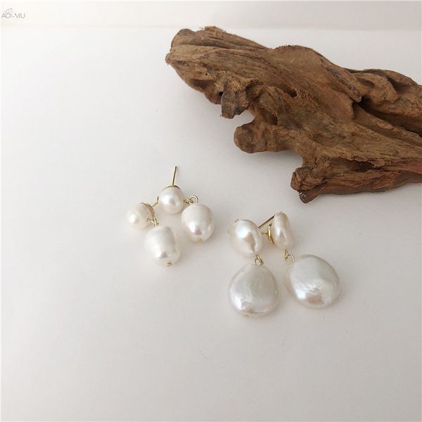 aomu new design 2020 large pearl earrings s925 silver needle baroque irregular pearl earrings for women girls jewelry 
aomu new design 2020 large pearl earrings s925 silver needle baroque irregular pearl earrings for women girls jewelry