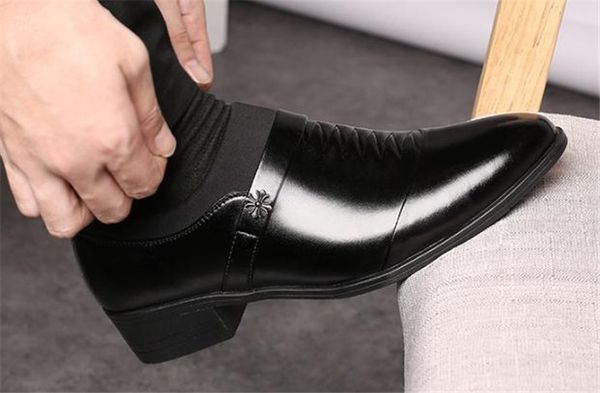 spring and autumn dress business tip low-cut men's leather shoes, Black