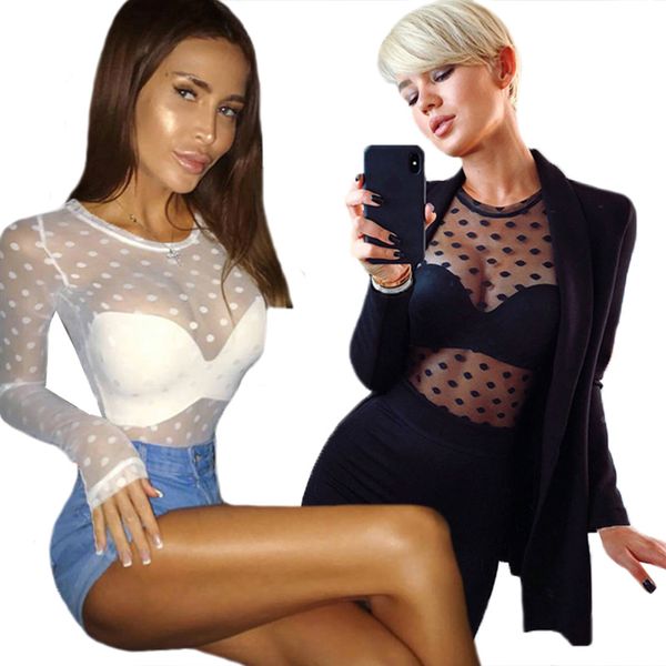 famale polka dot printed mesh shirt lady fashion nightclub slim long sleeve see through women shirts, White
famale polka dot printed mesh shirt lady fashion nightclub slim long sleeve see through women shirts, White