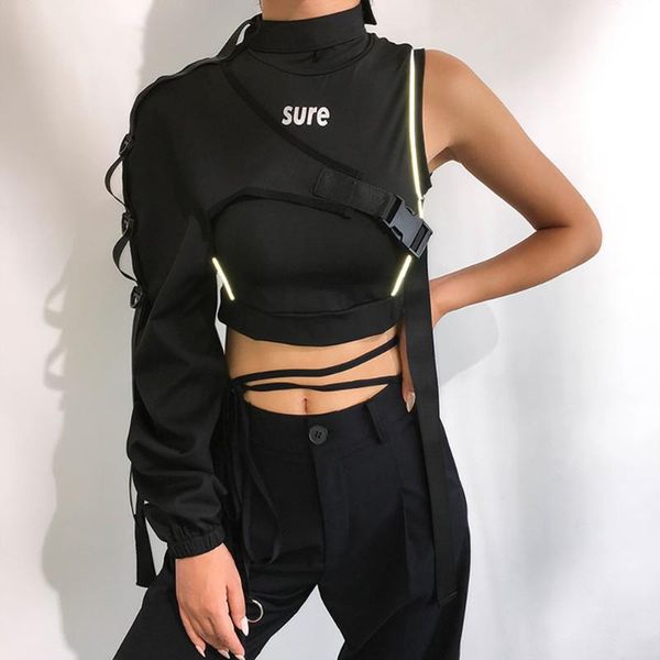 2020 new reflective one shoulder harajuku punk long sleeve t-shirt women irregular cargo t shirt female slim clothing, White
2020 new reflective one shoulder harajuku punk long sleeve t-shirt women irregular cargo t shirt female slim clothing, White