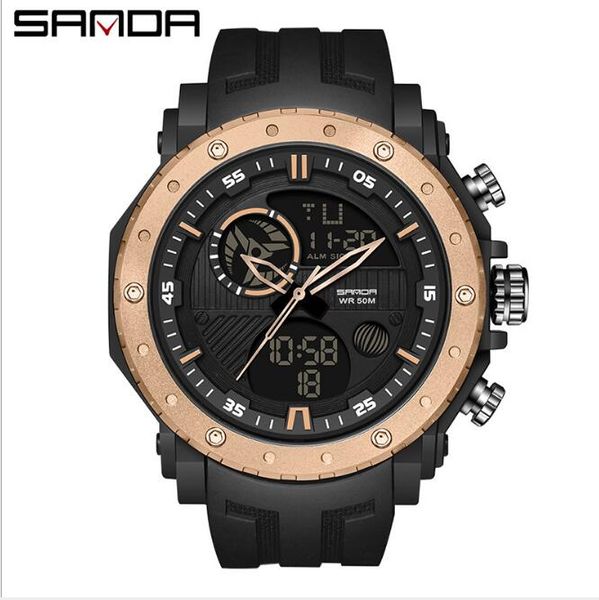 sanda multifunctional dual display luminous electronic watch waterproof outdoor climbing men's sports watches, Slivery;brown
sanda multifunctional dual display luminous electronic watch waterproof outdoor climbing men's sports watches, Slivery;brown