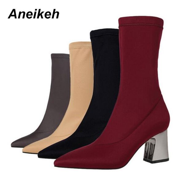 aneikeh new women boots pointed toe lycra elastic female mid calf boots autumn winter high heels short boot shoe, Black
aneikeh new women boots pointed toe lycra elastic female mid calf boots autumn winter high heels short boot shoe, Black