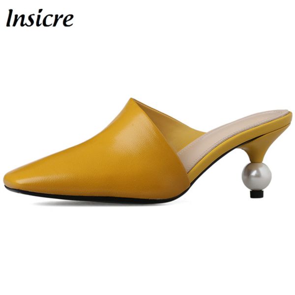 insicre elegant genuine leather square toe pearl heel women sandals high heels slingback solid summer slip on mules, Black
insicre elegant genuine leather square toe pearl heel women sandals high heels slingback solid summer slip on mules, Black