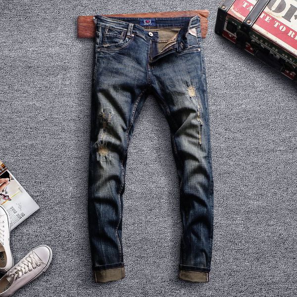 italian style fashion men jeans retro black blue color slim fit ripped jeans men streetwear vintage designer
italian style fashion men jeans retro black blue color slim fit ripped jeans men streetwear vintage designer