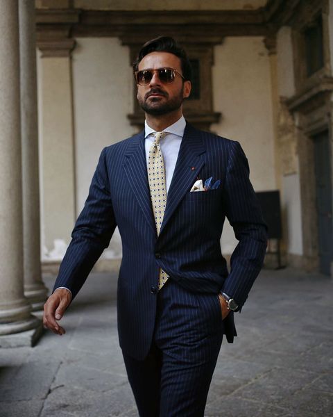 navy striped men tuxedos groom wedding suits slim fit two button peaked lapel mens suit 2 pieces coat pants (jacket+pants), Black;gray
navy striped men tuxedos groom wedding suits slim fit two button peaked lapel mens suit 2 pieces coat pants (jacket+pants), Black;gray