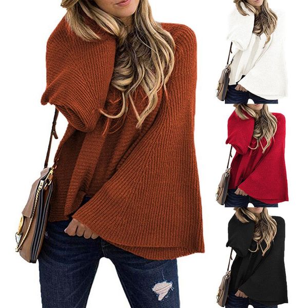 casual women sweaters autumn winter plus size sweaters pullovers long flare sleeve o neck solid color knitwear sweater pullover, White;black
casual women sweaters autumn winter plus size sweaters pullovers long flare sleeve o neck solid color knitwear sweater pullover, White;black