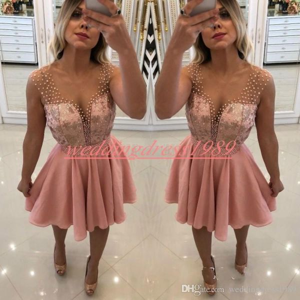 trendy v-neck short homecoming dresses chiffon beads sheer illusion african arabic prom dress cocktail party club wear graduation hd01, Blue;pink
trendy v-neck short homecoming dresses chiffon beads sheer illusion african arabic prom dress cocktail party club wear graduation hd01, Blue;pink