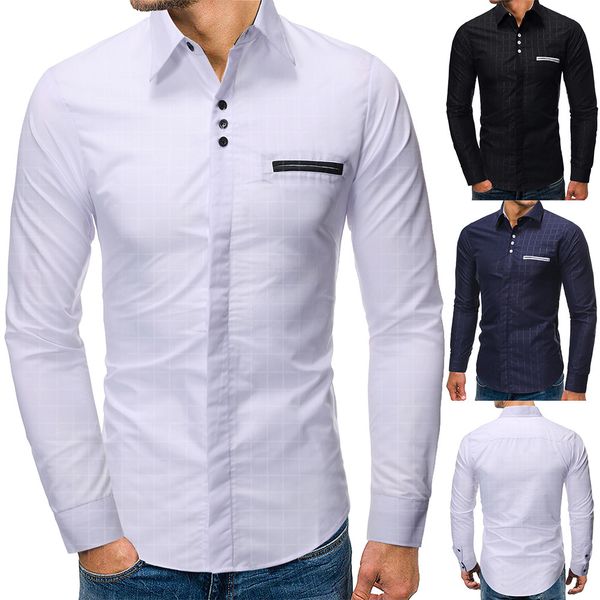 men's casual shirt slim fit men's casual button down shirt long sleeve formal dress shirts men male clothing, White;black
men's casual shirt slim fit men's casual button down shirt long sleeve formal dress shirts men male clothing, White;black