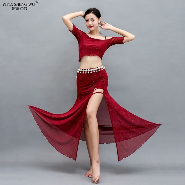 women new belly dance set new oriental dance split practice clothes competition bellydance costume skirt delivery, Black;red
women new belly dance set new oriental dance split practice clothes competition bellydance costume skirt delivery, Black;red