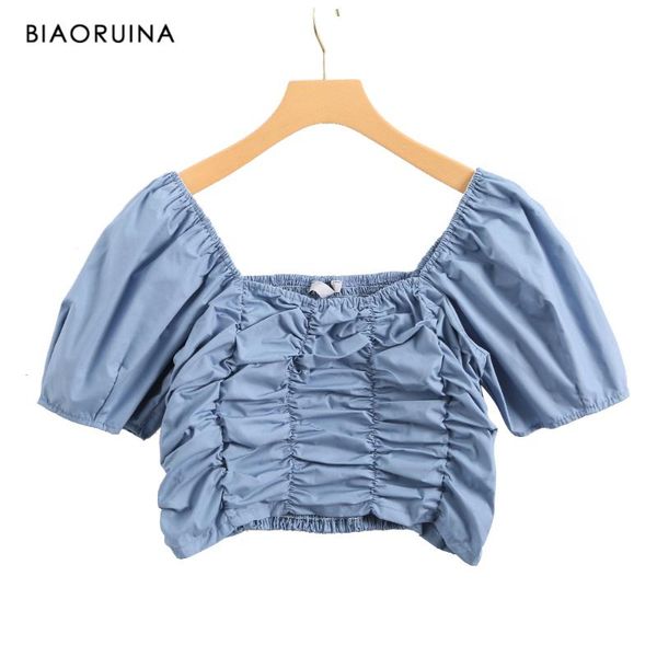 biaoruina women's fashion all-match stretchy slim short shirt female ruched crop streetwear square collar short sleeve, White
biaoruina women's fashion all-match stretchy slim short shirt female ruched crop streetwear square collar short sleeve, White