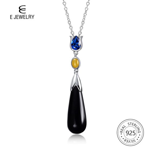 e jewelry 925 sterling silver water drops pendant black agate gemstone necklaces for women long chain necklacces jewelry gift 
e jewelry 925 sterling silver water drops pendant black agate gemstone necklaces for women long chain necklacces jewelry gift