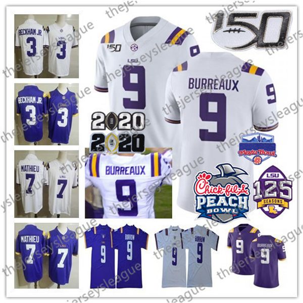 lsu tigers #9 burreaux joe burrow 3 beckham jr. 7 mathie purple white 2020 champion peach patch 150th 125th stitched ncaa football jersey, Black
lsu tigers #9 burreaux joe burrow 3 beckham jr. 7 mathie purple white 2020 champion peach patch 150th 125th stitched ncaa football jersey, Black
