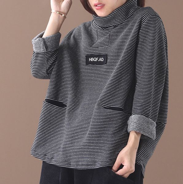 sweatshirt women long sleeve striped 2019 winter autumn fleece turtleneck pullovers vintage loose female coats yoyikamomo, Black
sweatshirt women long sleeve striped 2019 winter autumn fleece turtleneck pullovers vintage loose female coats yoyikamomo, Black