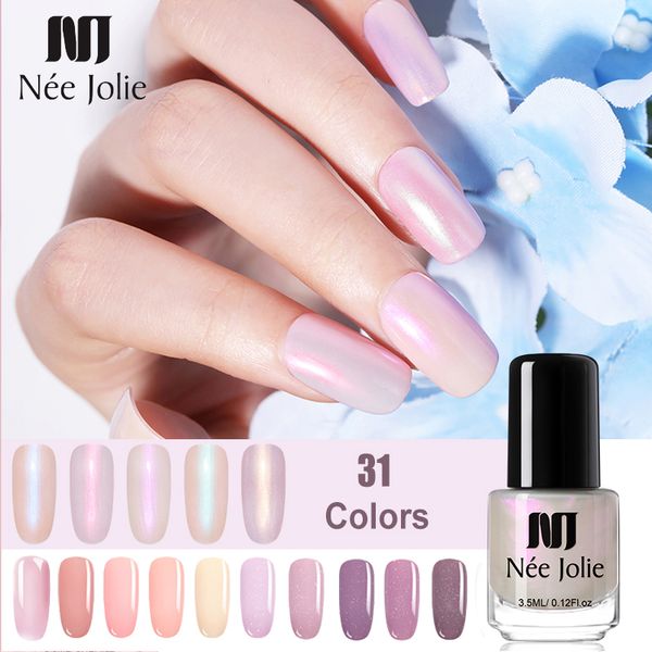

nee jolie 3.5ml shell nail art polish candy nude color quick-drying pink glimmer nail lacquer 31 color environmental protection