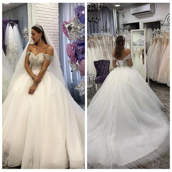 off shoulder ball gown wedding dresses bling bling crystal beaded 2020 lace up back bridal gowns formal long vestidos de mariee garden, White
off shoulder ball gown wedding dresses bling bling crystal beaded 2020 lace up back bridal gowns formal long vestidos de mariee garden, White