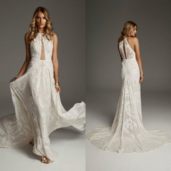 2019 bohemian wedding dresses jewel neck lace embroidery sweep train mermaid wedding dress sleeveless hollow back beach bridal gowns custom, White
2019 bohemian wedding dresses jewel neck lace embroidery sweep train mermaid wedding dress sleeveless hollow back beach bridal gowns custom, White