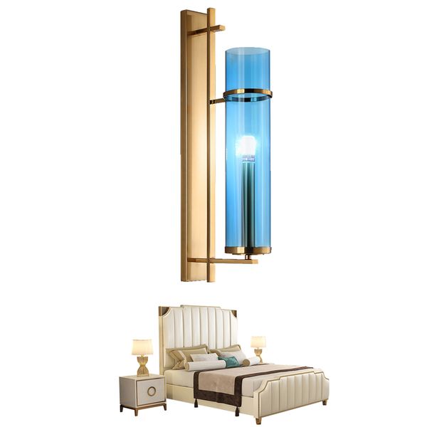 creative design wall sconce lighting blue glass lampshade wall lamp gold bronze led wall light fixture for bedroom 90-265v
creative design wall sconce lighting blue glass lampshade wall lamp gold bronze led wall light fixture for bedroom 90-265v