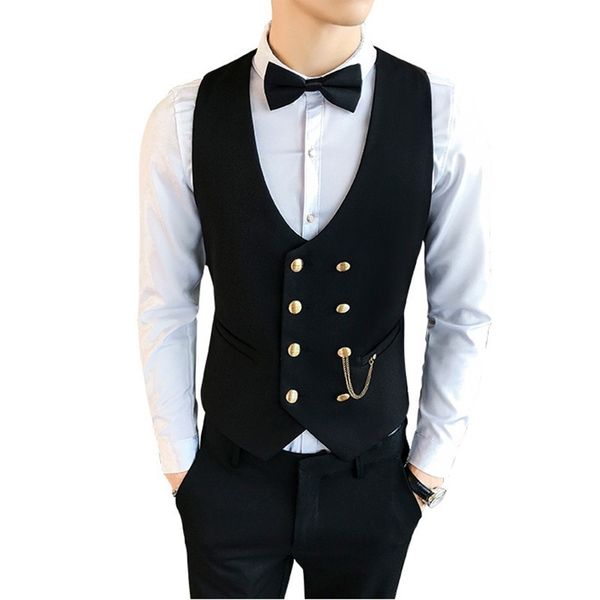 2019 suit vest men sleeveless vest fashion spring plus size waistcoat double-breasted chaleco hombre solid slim fit men, Black;white
2019 suit vest men sleeveless vest fashion spring plus size waistcoat double-breasted chaleco hombre solid slim fit men, Black;white