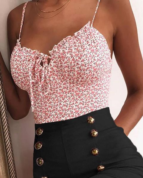 women's blouses & shirts women summer elegant floral print spaghetti strap casual blouse, White
women's blouses & shirts women summer elegant floral print spaghetti strap casual blouse, White