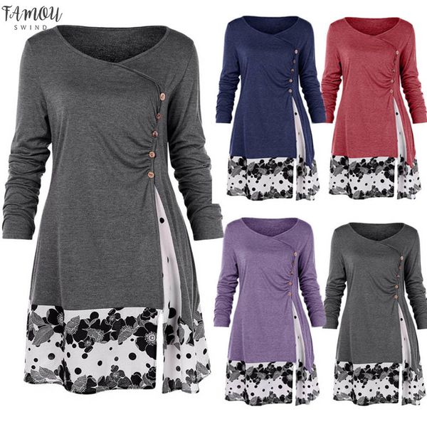 womens blouses and fashion plus size button draped floral splicing long tunic blouse plus size blusa feminina@45, White
womens blouses and fashion plus size button draped floral splicing long tunic blouse plus size blusa feminina@45, White