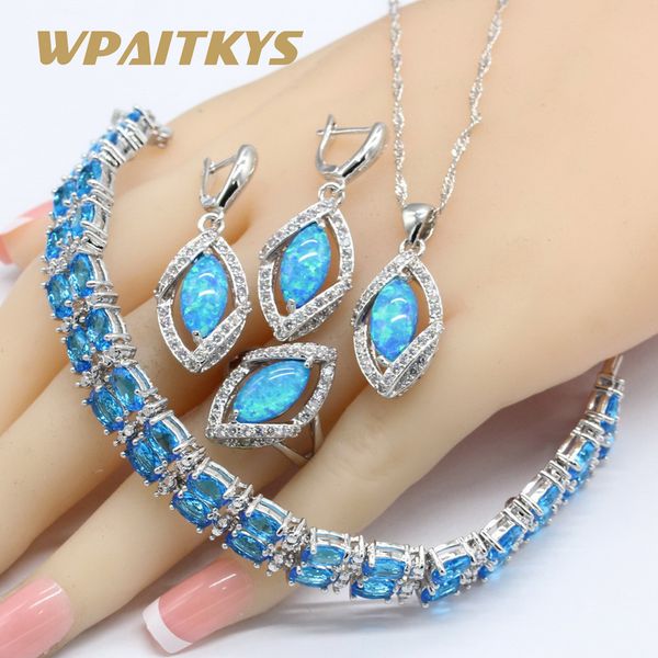 925 silver jewelry sets for women marquise australia blue opal necklace pendant earrings rings sky blue crystal bracelets, Slivery;golden
925 silver jewelry sets for women marquise australia blue opal necklace pendant earrings rings sky blue crystal bracelets, Slivery;golden