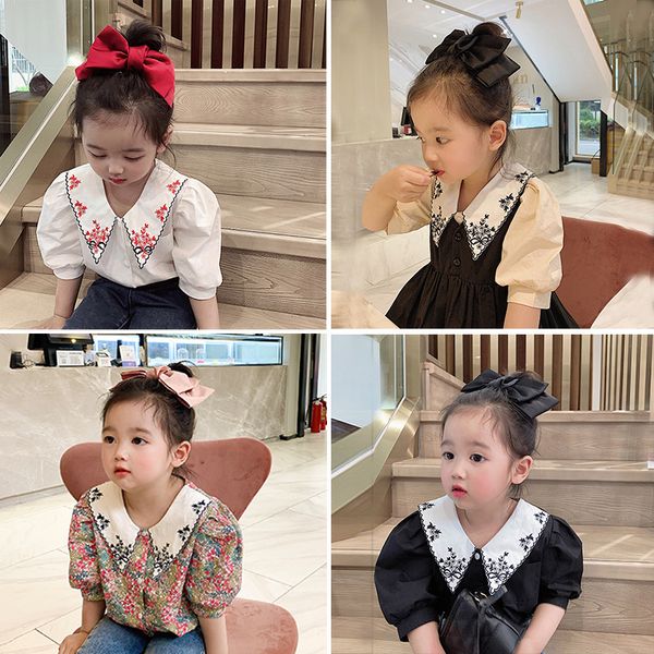 embroidered collar shirt new children simple fashion floral short sleeve shirt spring and summer 2020, White;black
embroidered collar shirt new children simple fashion floral short sleeve shirt spring and summer 2020, White;black