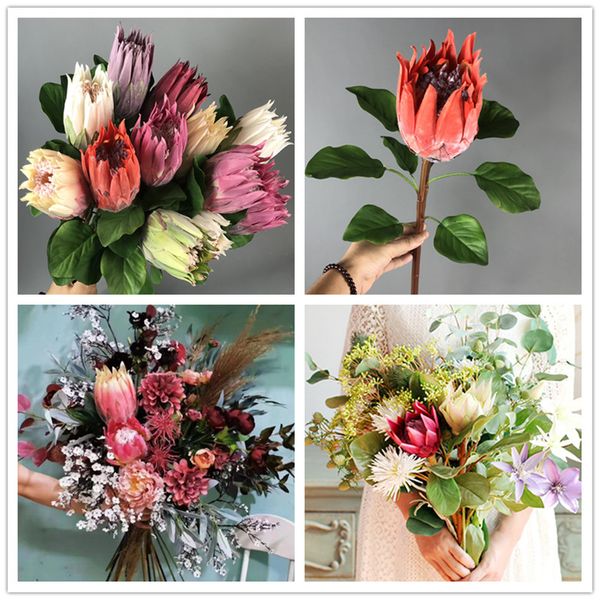 diy projects home decor flower arrangement material artificial flowers wedding decoration protea cynaroides