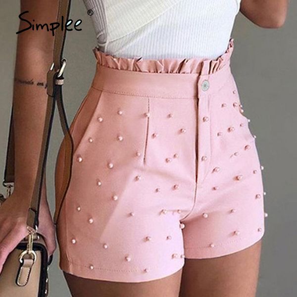 simplee fashion pearls women shorts ruffles high waist button zipper female pink shorts spring summer casual ladies bottoms 2020, White;black
simplee fashion pearls women shorts ruffles high waist button zipper female pink shorts spring summer casual ladies bottoms 2020, White;black