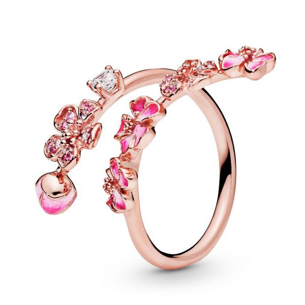 925 sterling silver rose gold pink peach blossom flower branch open ring luxury designer jewelry women rings with pandora original gift box, Golden;silver
925 sterling silver rose gold pink peach blossom flower branch open ring luxury designer jewelry women rings with pandora original gift box, Golden;silver