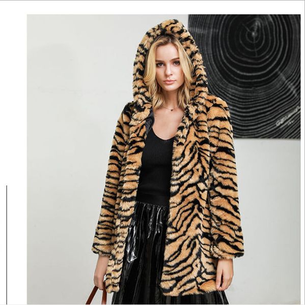 new european american winter faux fur jacket 2019 super thick hoodie tiger pattern coat fur coat plus size stylish outerwear overcoat, Black
new european american winter faux fur jacket 2019 super thick hoodie tiger pattern coat fur coat plus size stylish outerwear overcoat, Black
