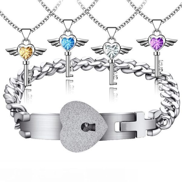 stainless steel lovers engagement joyas heart lock bracelet love key shiny rhinestone pendant necklace couples jewelry set wedding gifts, Silver
stainless steel lovers engagement joyas heart lock bracelet love key shiny rhinestone pendant necklace couples jewelry set wedding gifts, Silver