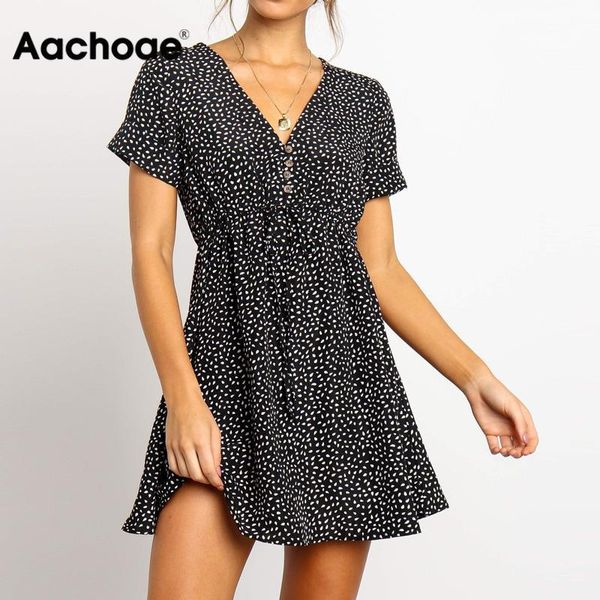 summer dress women 2020 casual short sleeve dot print beach dress v neck party mini dress elegant a line dresses robe femme, Black;gray
summer dress women 2020 casual short sleeve dot print beach dress v neck party mini dress elegant a line dresses robe femme, Black;gray