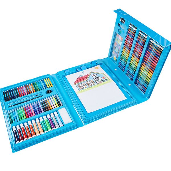 176pcs/set Painting Graffiti Paint Brush Kit Kids Art Entertainment Toys With Easel Perfect Birthday Present