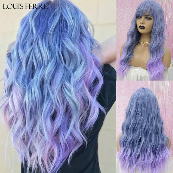 louis ferre long wavy wigs synthetic wigs ombre blue purple wig with bangs high temperature fiber for black women heat resistant
louis ferre long wavy wigs synthetic wigs ombre blue purple wig with bangs high temperature fiber for black women heat resistant