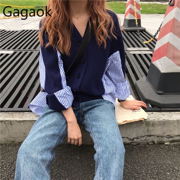 gagaok женщины трикотажные лоскутная свитер весна осень новый офис леди отворотом полосатый сыпучие вскользь женщины моды кардиганы топы, White
gagaok женщины трикотажные лоскутная свитер весна осень новый офис леди отворотом полосатый сыпучие вскользь женщины моды кардиганы топы, White