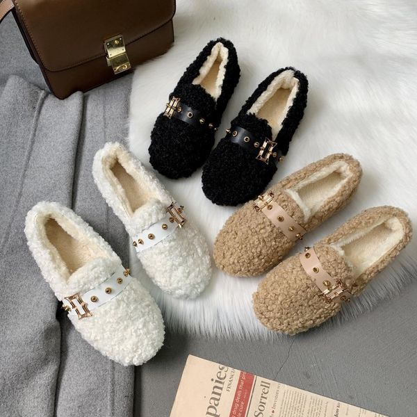 round toe winter shoes women casual female sneakers loafers fur slip-on 2019 fashion women's all-match rivets studs slip on, Black
round toe winter shoes women casual female sneakers loafers fur slip-on 2019 fashion women's all-match rivets studs slip on, Black