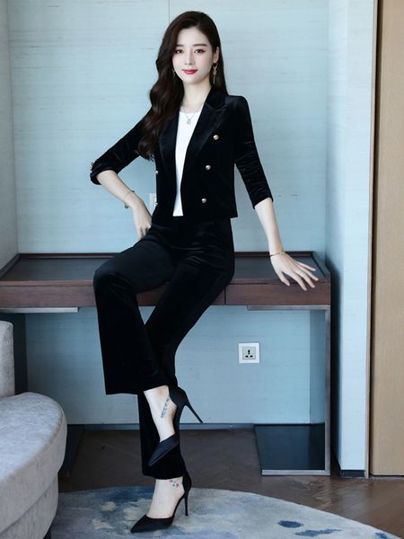 women clothing gold velvet suit jacket female new slim slimming double-breasted short suit jacket set of two piece set, White
women clothing gold velvet suit jacket female new slim slimming double-breasted short suit jacket set of two piece set, White