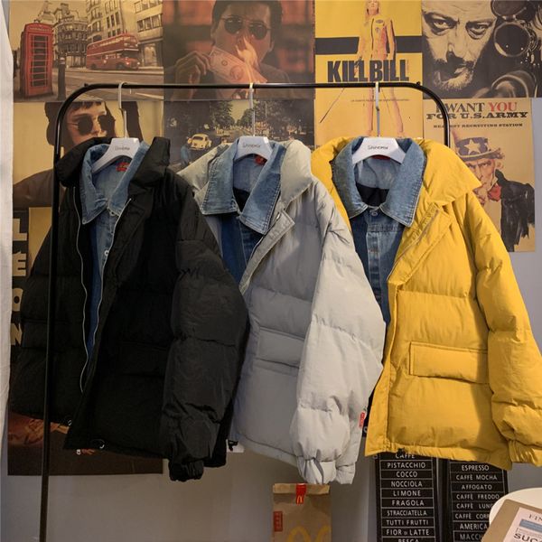 winter new fake two coat men's warm thick fashion denim stitching casual coat man wild loose cotton jacket male clothes, Black
winter new fake two coat men's warm thick fashion denim stitching casual coat man wild loose cotton jacket male clothes, Black