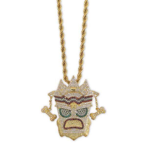 18k gold plated indian style mask necklaces fashion men women multicolor grade quality zircon micro pave pendant hip hop necklaces, Silver
18k gold plated indian style mask necklaces fashion men women multicolor grade quality zircon micro pave pendant hip hop necklaces, Silver