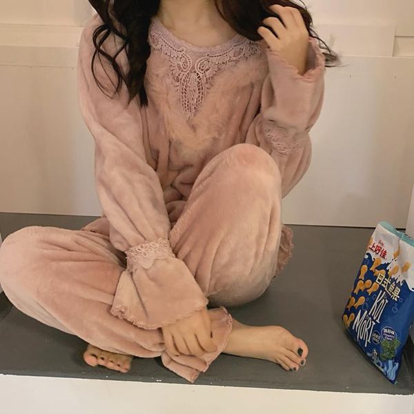 female upset in the fall and winter warm coral fleece pajamas two-piece princess wind flannel leisure wear, Black;red
female upset in the fall and winter warm coral fleece pajamas two-piece princess wind flannel leisure wear, Black;red