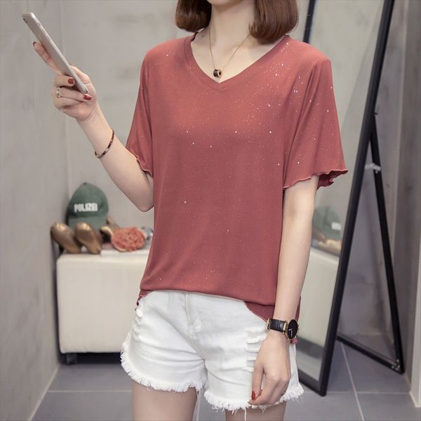 mm plus fat plus size v-neck short-sleeved t- female 200 jin fat sister t-shirt belly cover base shirt half sleeve, White
mm plus fat plus size v-neck short-sleeved t- female 200 jin fat sister t-shirt belly cover base shirt half sleeve, White