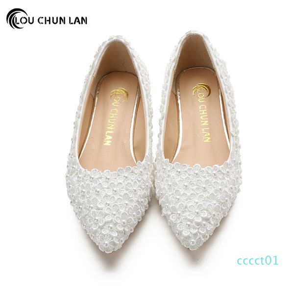 louchunlan women flat white flower wedding shoes shallow mouth pointed toe shoes bridal large size 40-45 ct01, Black 
louchunlan women flat white flower wedding shoes shallow mouth pointed toe shoes bridal large size 40-45 ct01, Black