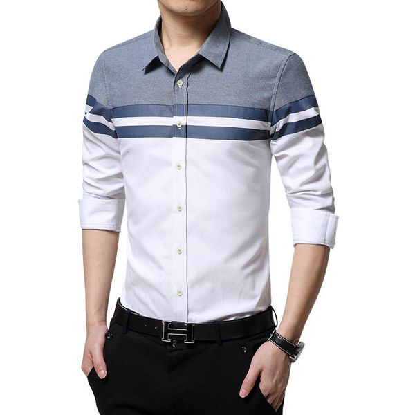 men's casual shirts fashion mens clothing slim fit patchwork stripe print clothes male long sleeve shirt for men, White;black
men's casual shirts fashion mens clothing slim fit patchwork stripe print clothes male long sleeve shirt for men, White;black