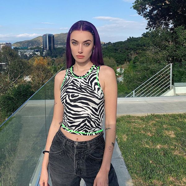 casual zebra print tank cropped vest neon green stripe summer 2019 streetwear crop women slim haut femme, White
casual zebra print tank cropped vest neon green stripe summer 2019 streetwear crop women slim haut femme, White